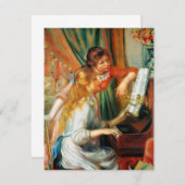 ピアノ演奏会の招待状のルノアールの女の子 招待状 (正面/裏面)