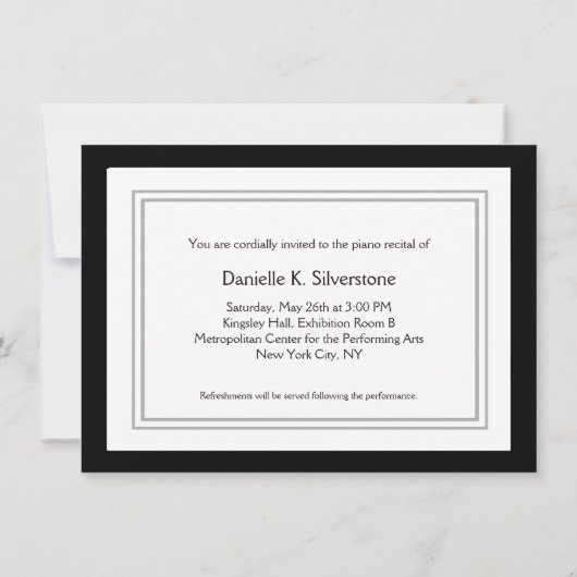 ピアノ演奏会の招待状の真珠および花 招待状 (裏面)