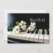 ピアノ演奏会の招待状の真珠および花 招待状 (正面)