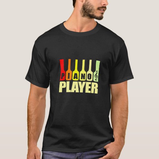 ピアノ演奏機用ピアノ鍵盤 Tシャツ (正面)