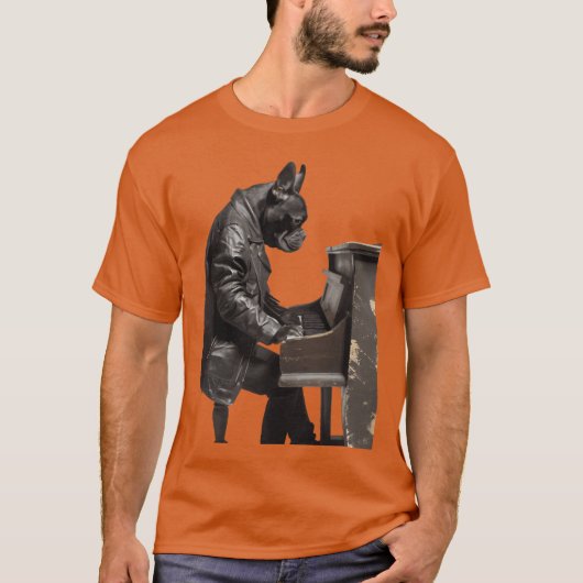 ピアノ犬の友おもしろい達 Tシャツ (正面)