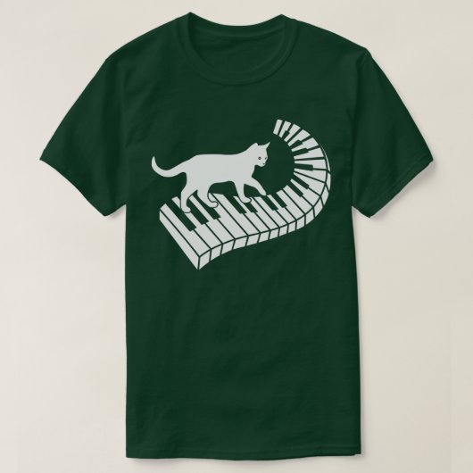 ピアノ猫ピアノおもしろい演奏家ミュージシャンキーボードPia Tシャツ (デザイン正面)