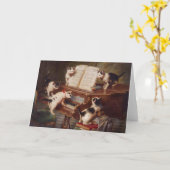 ピアノ猫-猫のユーモアの挨拶状 カード (黄色い花)