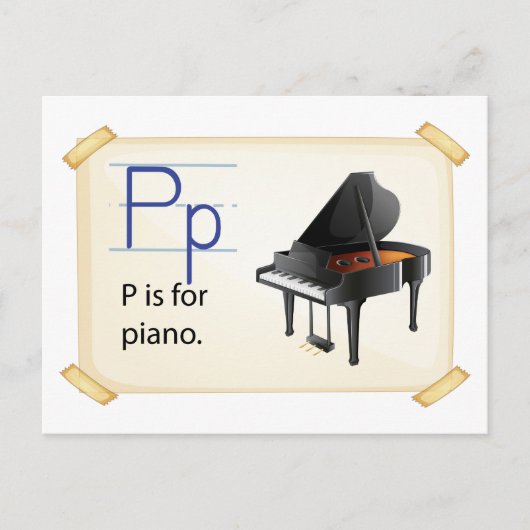 ピアノ用のP文字 ポストカード (正面)