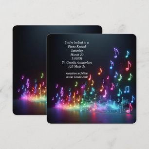 ピアノ発表会 ネオン 音楽ノート 招待状
