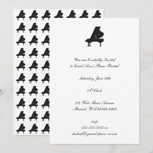 ピアノ発表会 招待状 (正面/裏面)