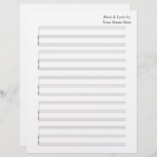 ピアノ空白のと音声用の楽譜 (正面/裏面)