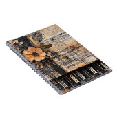 ピアノ素朴鍵と古い音楽シート付きフローラ2 ノートブック (右側)