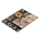 ピアノ素朴鍵と古い音楽シート付きフローラ2 ノートブック (左側)