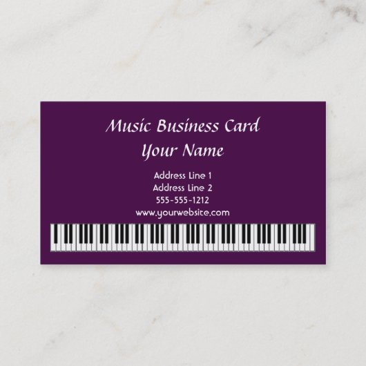 ピアノ紫色の主名刺 名刺 (正面)