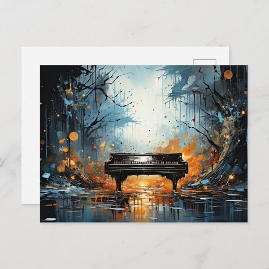 ピアノ美しい、AIで生成されたファンタジー、 ポストカード (正面/裏面)