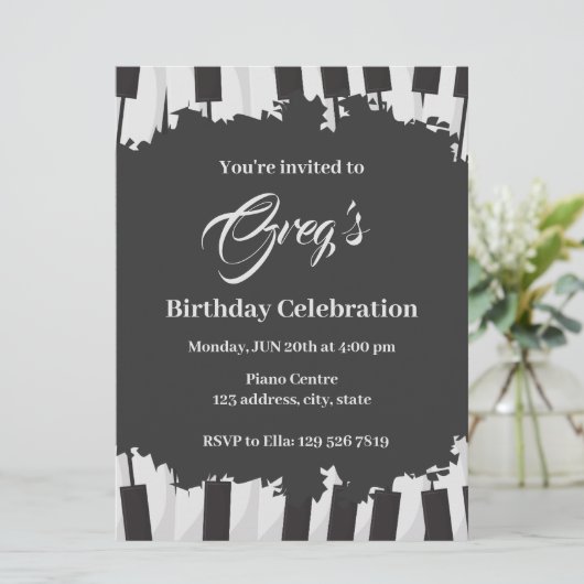 ピアノ誕生日の招待状 招待状 (スタンド正面)