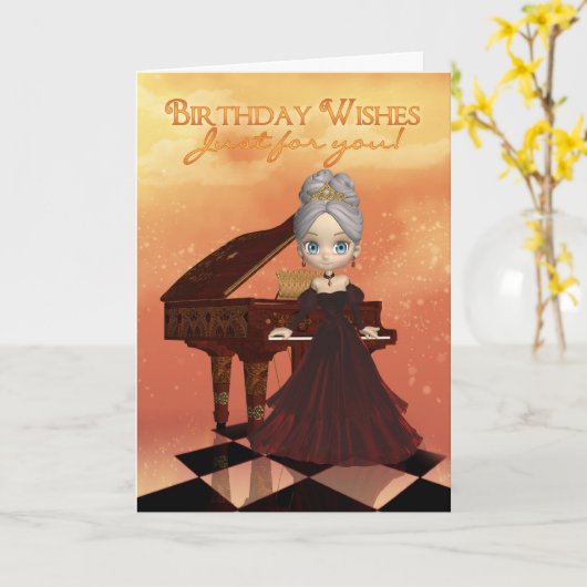 ピアノ誕生日グリーティングカード誕生日の希望 カード (黄色い花)