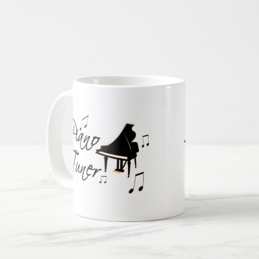 ピアノ調律師のwitihの茶色がかったオレンジペダルおよびトリム コーヒーマグカップ (正面左)