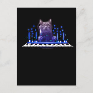 ピアノ遊の猫鍵盤かわいいペット ポストカード