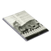 ピアノ遊キーボードの子猫2匹(B&W) ノートブック (右側)