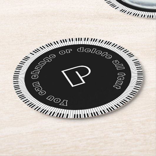 ピアノ鍵おもしろい白黒 ラウンドペーパーコースター (アングル)