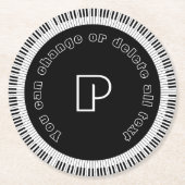 ピアノ鍵おもしろい白黒 ラウンドペーパーコースター (正面)