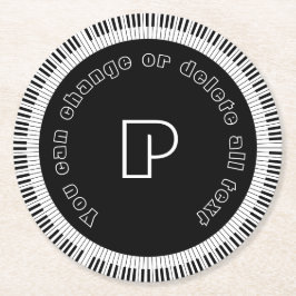 ピアノ鍵おもしろい白黒 ラウンドペーパーコースター