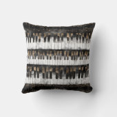 ピアノ鍵およびノート-水彩画および金ゴールド クッション (裏面)