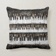 ピアノ鍵およびノート-水彩画および金ゴールド