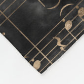 ピアノ鍵およびノート-水彩画および金ゴールド フリースブランケット (角)