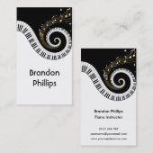 ピアノ鍵および金ゴールド音楽ノート 名刺 (正面/裏面)