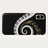 ピアノ鍵および金ゴールド音楽ノート Case-Mate iPhoneケース (裏面(横))