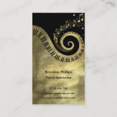 ピアノ鍵および金音楽ノート 名刺 (裏面)