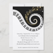 ピアノ鍵および金音符のブライダルシャワー 招待状 (裏面)