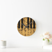 ピアノ鍵および音符 ラウンド壁時計 (ホーム)