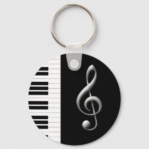 ピアノ鍵およびGclef Keychain キーホルダー