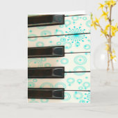 ピアノ鍵とアクアサークル カード (黄色い花)