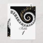 ピアノ鍵とゴールデンミュージックノートテーブル番号 ポストカード (正面/裏面)