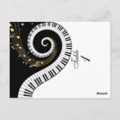 ピアノ鍵とゴールデンミュージックノートテーブル番号 ポストカード (裏面)