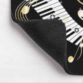 ピアノ鍵とゴールデンミュージックノート マウスパッド (コーナー)