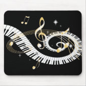 ピアノ鍵とゴールデンミュージックノート マウスパッド (正面)