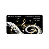 ピアノ鍵とゴールデンミュージックノート ラベル (正面)