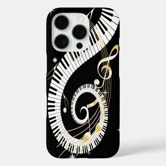 ピアノ鍵とゴールデンミュージックノート Case-Mate iPhoneケース (裏面)