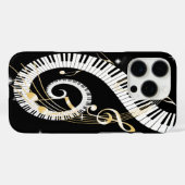 ピアノ鍵とゴールデンミュージックノート Case-Mate iPhoneケース (裏面 (横))