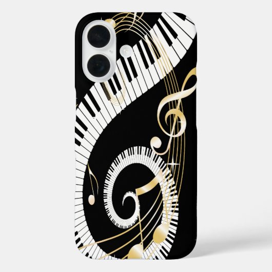 ピアノ鍵とゴールデンミュージックノートiphone5 Case-Mate iPhoneケース (裏面)