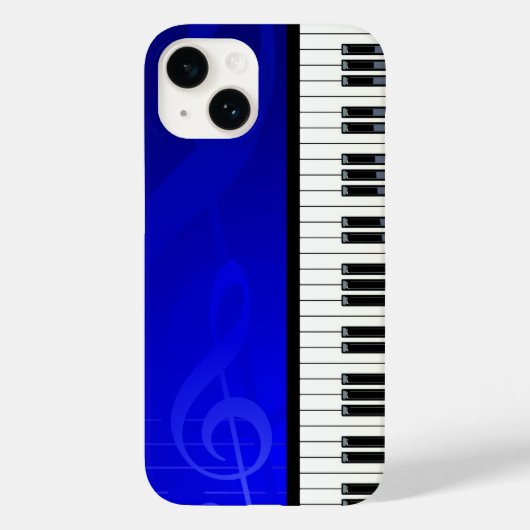 ピアノ鍵とブルーエフェクト音符 Case-Mate iPhoneケース (裏面)