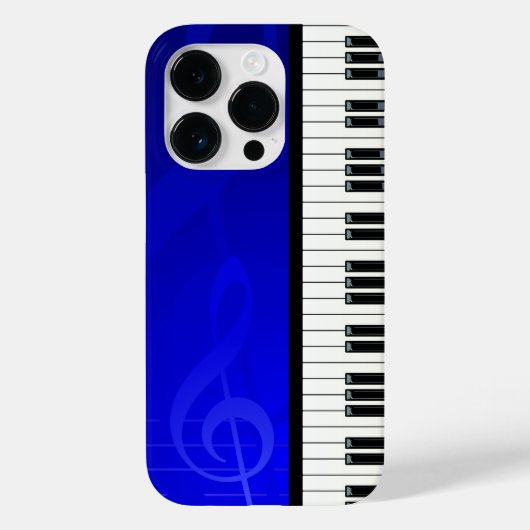 ピアノ鍵とブルーエフェクト音符 Case-Mate iPhoneケース (裏面)
