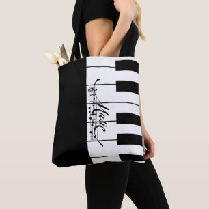 ピアノ鍵とミュージックノート – Tote Bag トートバッグ