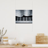 ピアノ鍵とミュージックブック ポスター (キッチン)