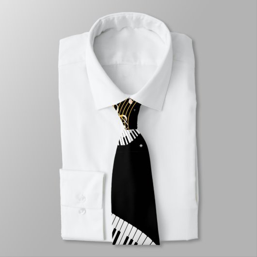 ピアノ鍵と楽譜 ネクタイ (タイ)