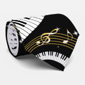 ピアノ鍵と楽譜 ネクタイ (ロール)