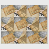 ピアノ鍵と楽譜 ラッピングペーパー (フラット)