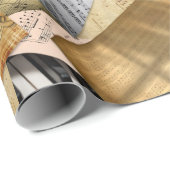 ピアノ鍵と楽譜 ラッピングペーパー (ロールコーナー)