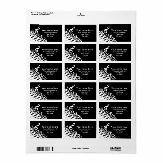 ピアノ鍵と楽譜 ラベル (フルシート)